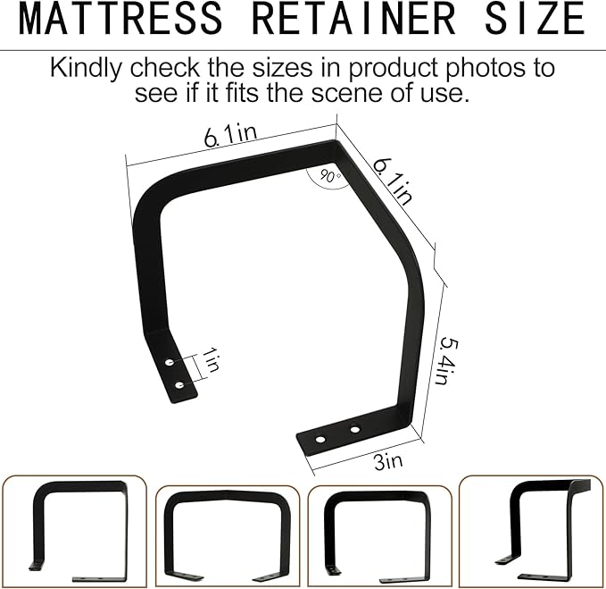 Extra Tall Mattress Corner Retainer Bar Bracket (H5.4IN) 2Pcs Keeping Mattress from Sliding for Wood Platform Beds,Rv Mattress,Camper Mattress Mattress Slide Stopper Mattress Rails
