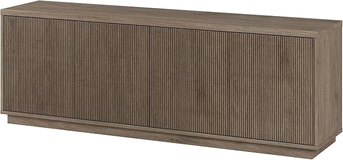 Henn&Hart Fluted TV Stand for TVs up to 75" with 2 Concealed Ribbed Storage Cabinets and Adjustable Shelves for Living Room, Family Room, or Office, Weathered Gray - Image 5