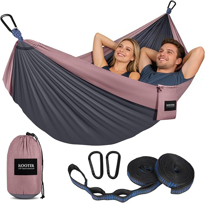 Kootek Camping Hammock, Portable Hammocks with Tree Straps & Attached Carry Bag, Camping Essentials Gear, Perfect for Outside Indoor Hiking Beach Backpack Travel by Kootek