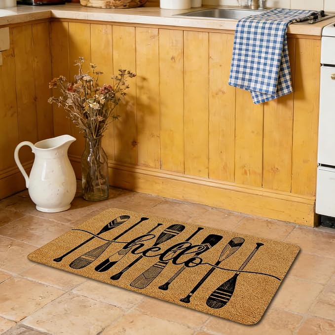 Lake House Cabin Decor Faux Coir Door Mat Doormat for Front Door Indoor Outdoor Porch Entrance Entryway Outside Inside, Lake Decor for Home, Nautical Boat Paddle Welcome Mat, 17x30 Inches - Image 6