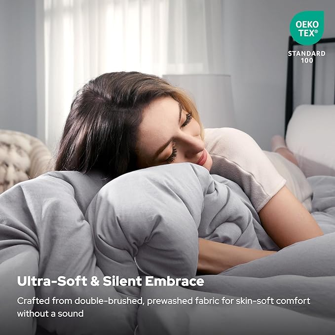 BEDLORE Queen Comforter Duvet Insert - All Season Down Alternative Quilted Bedding, Ultra Soft Lightweight with 4 Corner Tabs, Machine Washable Queen Size Bed Comforter, Light Grey 88 x 88 Inches