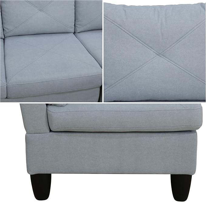 L Shaped Sectional Modern Sofa - Convertible Leather Sleeper Bed Couch Set with Reversible Chaise, Lounge Modular Cloud Couch for Living Room Apartment