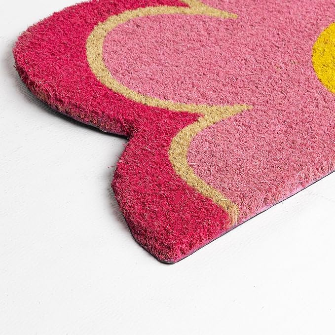Fisura - Outdoor Flower Coconut Doormat with Non-Slip PVC Base. Doormat with Original Shape. Pink Design. Hand Painted. Dimensions: 30 x 18 in - Image 5