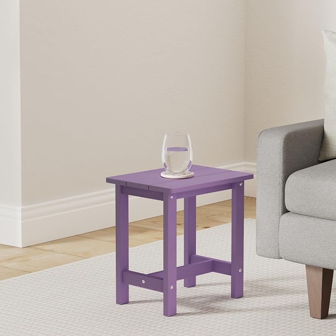 LUE BONA Outdoor Side Table, HDPS Small Outdoor Adirondack Side Tables, Outside End Table for Patio, Porch, Deck, Pool, Weather Resistant/Easy Maintenance,Purple - Image 2