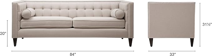 Jennifer Taylor Home Jack 84" Modern Tuxedo Tufted Sofa, Sky Neutral Beige Polyester