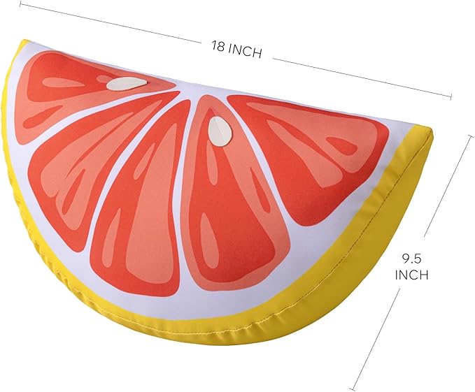Phantoscope Fruit Outdoor Shaped Pillow Series Grapefruit Shaped Waterproof Outdoor Throw Pillow with Leather Decorative, Cushions for Fun Home Decor for Patio, Pool, Pink and White, 9.5 x 18 inches