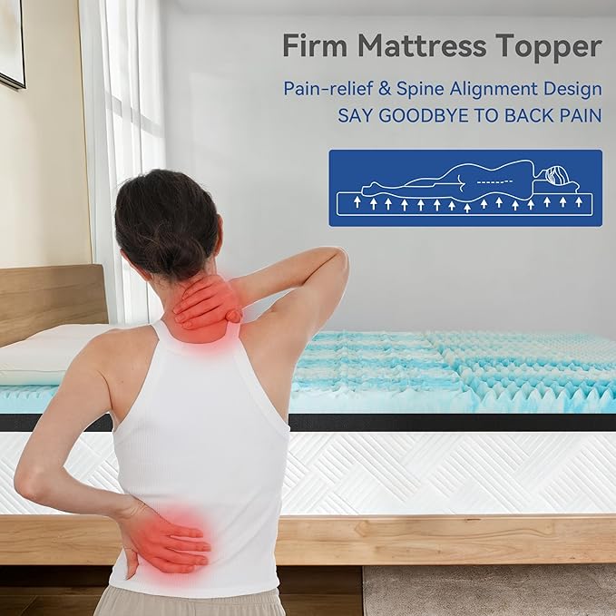 Firm Mattress Topper Twin Size 3 Inch, Pain Relieving Foam Bed Topper for Extra Support, 5-Zone Memory Foam&High-Density Foam Mattress Pad, CertiPUR-US Certified