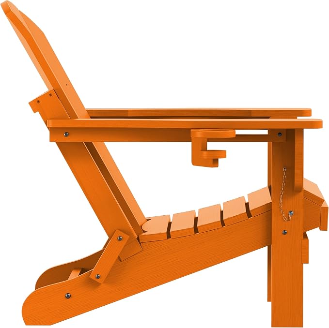 SERWALL Adirondack Chair for Patio Garden Outdoors Heavy All-Weather Fire Pit Chairs - Orange - Image 10