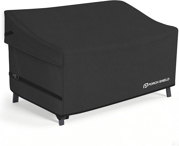 Porch Shield Waterproof Outdoor Furniture Sofa Cover – Patio 2 Seater Loveseat Cover 60W x 35D x 35H inch, Black by PorchShield