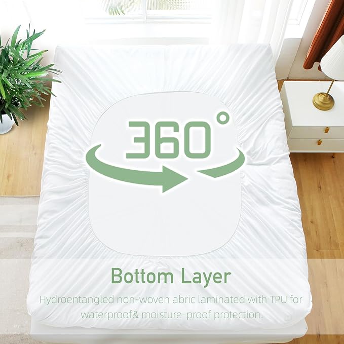Extra Thick Mattress Topper King Size, Waterproof Soft Viscose Derived from Bamboo, Pillow Top Mattress Pad, Mattress Cover 1000GSM Filling with Deep Pocket for Back Pain Relief