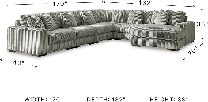 Signature Design by Ashley Contemporary Lindyn U-Shape Left-Arm Facing 6-Piece Sectional with Chaise and Reversible Cushion, Gray