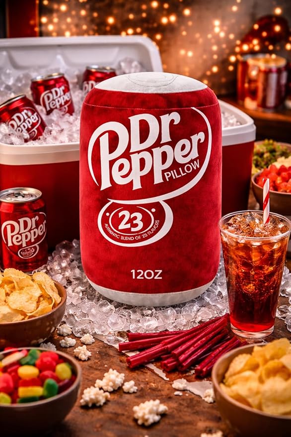 Dr Pepper Pillow Plush, Soda Can Shaped Throw Pillow, Funny Food Plush Cushion, Soft Decorative Pillow for Couch Bed Office, Funny Pillow for Any Occasion, Cute Aesthetic Room Decor for Kids & Adults