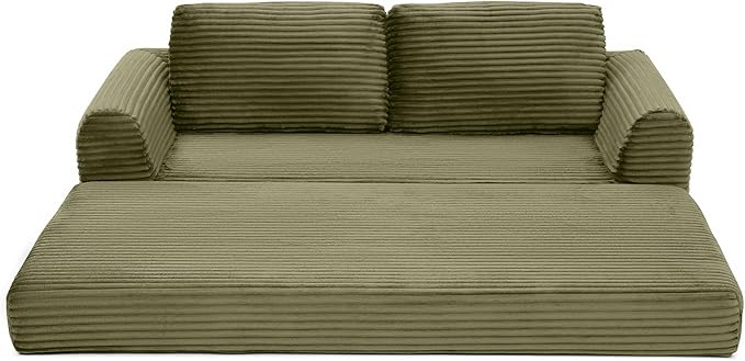 Foldable Boneless Love Seat Couches in a Box, Modern Floor Foam Sleeper Sofa Bed 2-in-1 Convertible Cloud Sofa for Home Apartments Bedroom