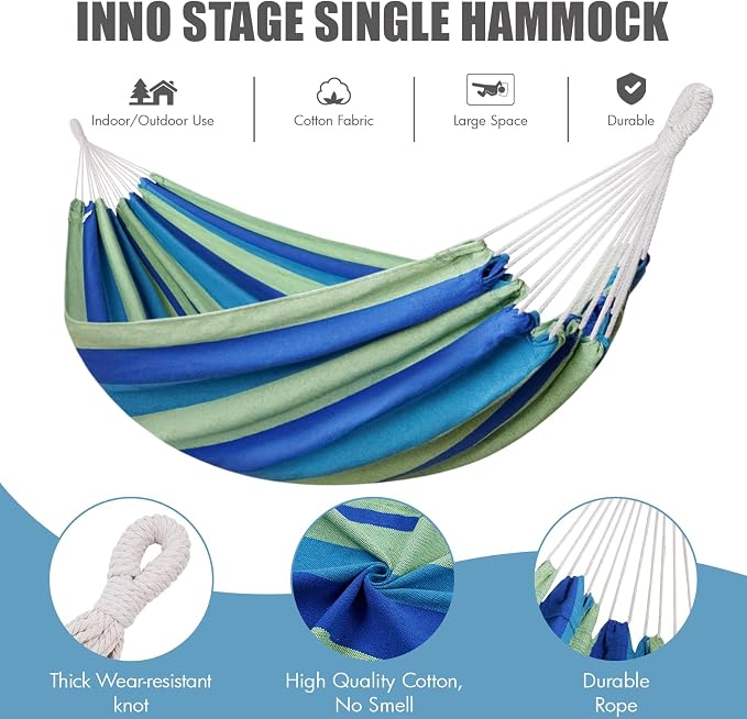 INNO STAGE Brazilian Hammock with Tree Straps - Cotton Hammocks Portable Hammock with Carry Bag for Backyard, Porch, Outdoor and Indoor Use - Image 3