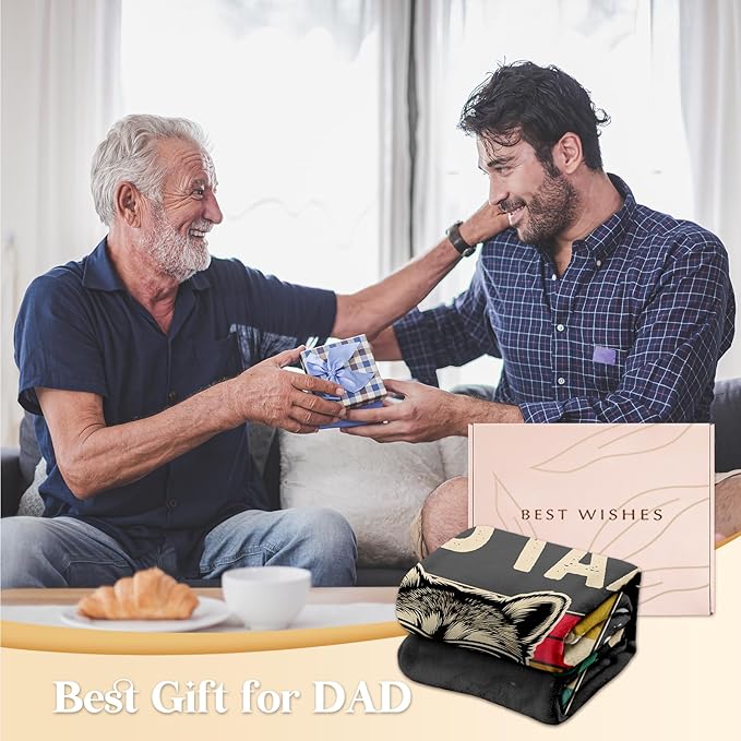 Dad Birthday Gifts from Daughter Son - Funny DAD Tax, Soft Flannel Blanket - Birthday Fathers Day for Daddy Father Present - 50’’ x 60’’