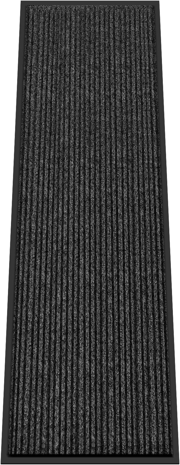 Kuyal Front Door Mat, 3'x10' Indoor Outdoor Entrance Mat, Commercial Floor Mats Inside Outside Entrance, Heavy Duty Durable Welcome, Rubber Backing Non Slip Outdoor Mats for Entryway,Black by Kuyal