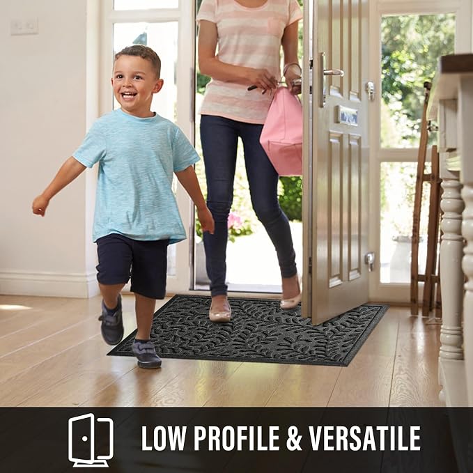 HIYARD Front Door Mat, Absorbent Dirt Trapping Welcome Door Mat Indoor Outdoor, Non Slip Entry Mat, Indoor Outdoor Door Mats, Fade Resistant, Low Profile Doormat for Entryway, 36×24, Grey - Image 5