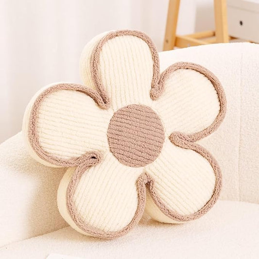 Kcvvcr Flower Pillow, Soft Shaped Floor Cushion, Decorative Throw Pillow, Seating Cushion, Plush Room Decor Pillows for Sofa Couch Bed (13.7 Inch, Ivory)
