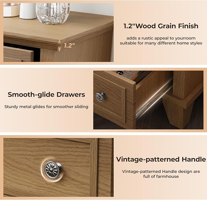 GAOMON Brown 5 Drawer Dresser for Bedroom, 48" Tall Wood Dresser & Chests of Drawers with Deep Drawers, Modern Chest Organizer with Metal Handles for Living Room, Hallway, Entryway - Image 5