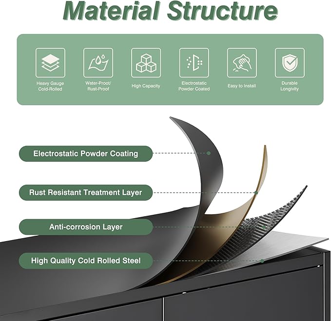 Metal Wardrobe Closet Cabinet,Armoire Wardrobe Closets Storage Cabinets with Doors and Shelves for Laundry Room,Bedroom,Home Office,Bathroom(Black)