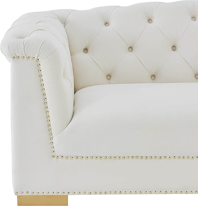 Tov Furniture Farah Velvet Loveseat (Cream)