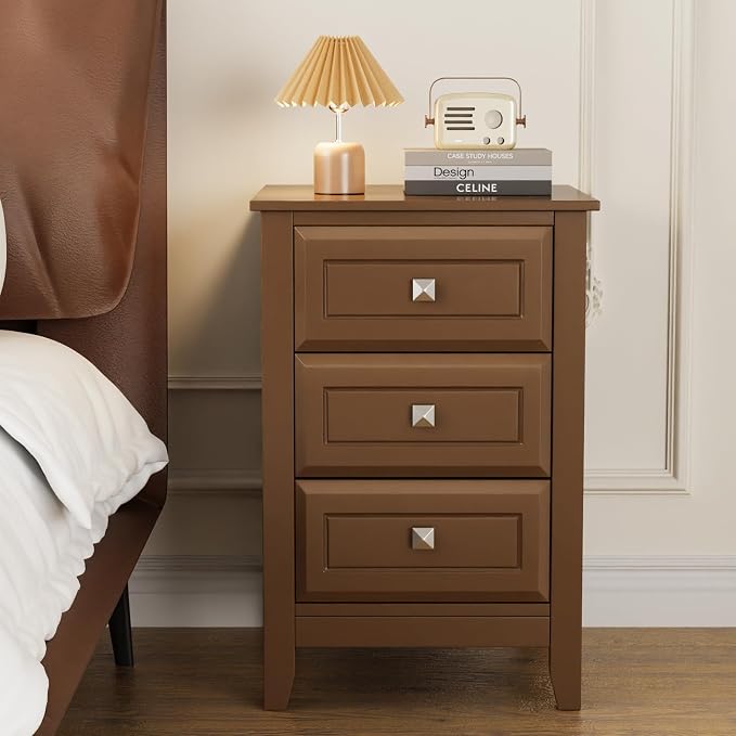 Bonnlo 3-Drawer Nightstand/End Table/Side Table, Wooden Bedside Table, Brown, 15.74"W*15.74"D*23.62"H - Image 7
