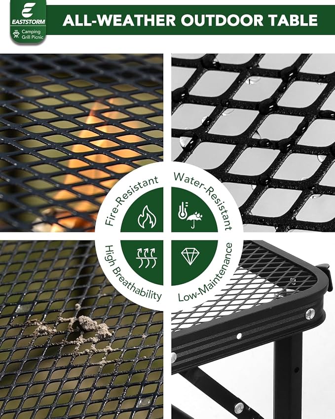 3 ft Folding Table with Adjustable Height, Camping Table with Carry Handle, Metal Mesh Table ,Portable Grill Table for Camping, Tailgating, BBQ, Picnic & Indoor, Fits 3–6 People, Supports 66 lb, Black - Image 6