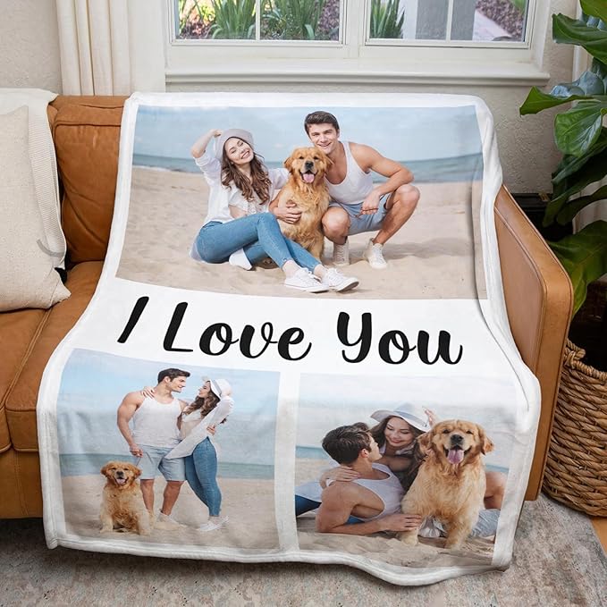 inkArts Personalized Photo Blankets, Customized Blankets with Pictures, Fleece Throw Blanket, 30x40 inches, Lightweight, Durable, Machine Wash, Unisex, Christmas Theme
