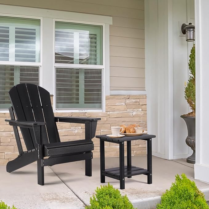 Apolimi Adirondack Outdoor Side Table, 2-Tier Sturdy Patio End Table Weather Resistant, 16.5" Solid Side Table for Patio, Pool, Porch - Image 7