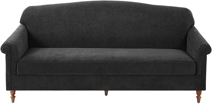 Christopher Knight Home Sola 77.5'' Modern Chenille Upholstered Loveseat Sofa with Rolled Armrest and Rubberwood Frame, 2-Seater Home Sofa Living Room, Comfy Couch for Hotel/Apartment, Dark Grey
