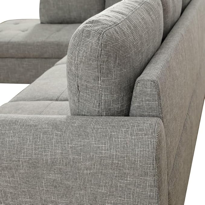 NicBex Modular L-Shaped Sectional Couches, 3-Piece Convertible Couch with Storage Ottoman, 4-Seat Comfy Sofa with Chaise for Living Room & Apartment, Grey