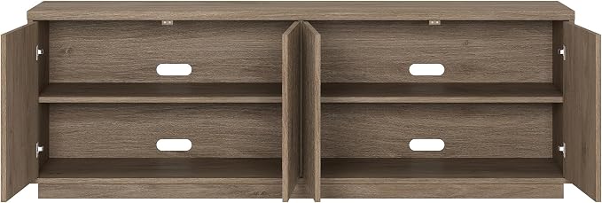 Henn&Hart Fluted TV Stand for TVs up to 75" with 2 Concealed Ribbed Storage Cabinets and Adjustable Shelves for Living Room, Family Room, or Office, Weathered Gray - Image 7