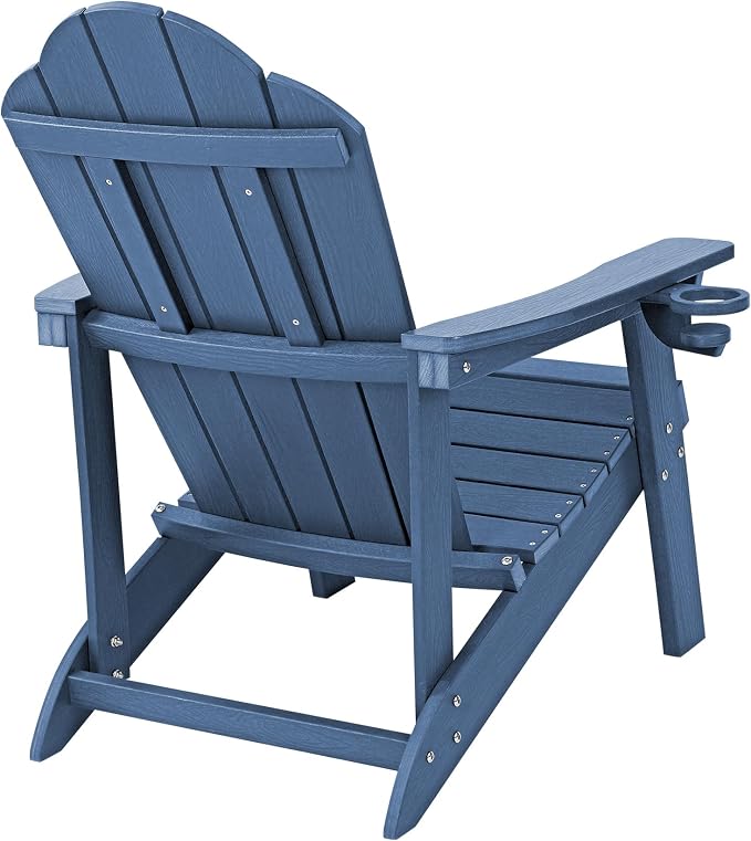 LUE BONA Adirondack Chairs Set of 2 - Weather Resistant Seating with Cup Holder for Porch, Poolside, Deck & Lake House, Blue - Image 8