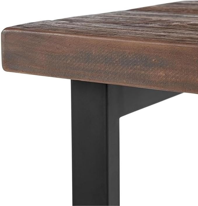 Alaterre Furniture Pomona Living Room Tables – 2-Tier Solid Wood End Table with Natural Finish and Metal Legs – Modern Farmhouse Accent or Home Décor (Rustic Brown)