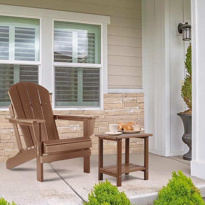 Apolimi Adirondack Outdoor Side Table, 2-Tier Sturdy Patio End Table Weather Resistant, 16.5" Solid Side Table for Patio, Pool, Porch - Image 2