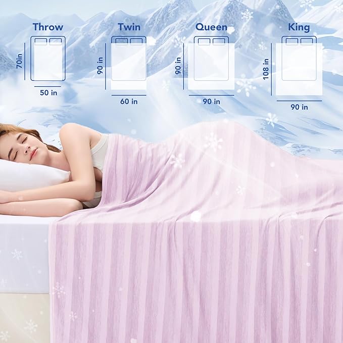GOHERO Cooling Blanket for Couples- 60"x90" Summer Cooling Throw Blanket for Hot Sleepers Arc-Chill Q-Max >0.45 Cool Fiber, Keeps Cool for Night Sweats, Soft Lightweight Sofa Blankets for Kid Adults