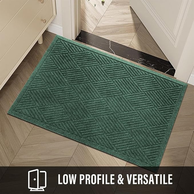 HIYARD Sturdy Front Door Mat, Absorbent Muddy Dirt Resist Welcome Door Mats Outdoor Indoor, Stain and Fade Resistant, Non-Slip Rubber Backing Low Profile Doormat for Entryway, 36×24, Green - Image 6