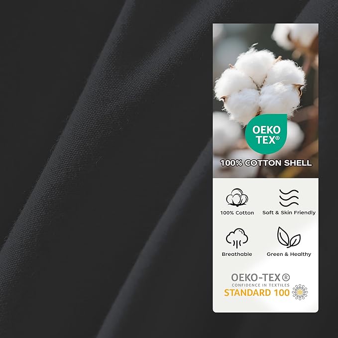 puredown® Goose Feather Down Fiber Comforter Twin Size, Lightweight 100% Cotton Duvet Insert Medium Warmth, Cloud Soft Hotel Luxury Collection Bedding Comforters Black 68"x90"