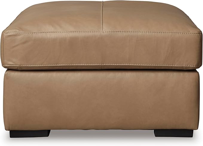 Signature Design by Ashley Bandon Contemporary Leather Match Upholstered Oversized Accent Ottoman, Light Brown