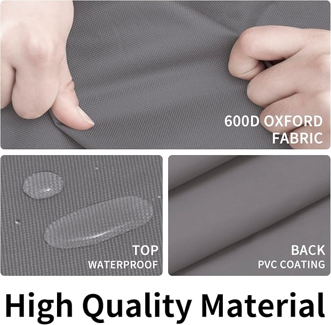 Easy-Going 600D Heavy Duty Patio Furniture Cover for Outdoor Rectangular Table, Chair Set, Sectional Set (74"L x 47"W x 28"H, Grey) - Image 3