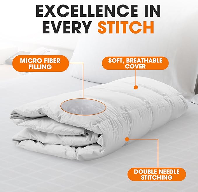 Cheer Collection Down Alternative Comforter - Ultra-Soft & Cozy Twin Size Duvet Insert, Lightweight Down Comforter for All-Season Warmth, Plush Bedding Twin Comforter, White