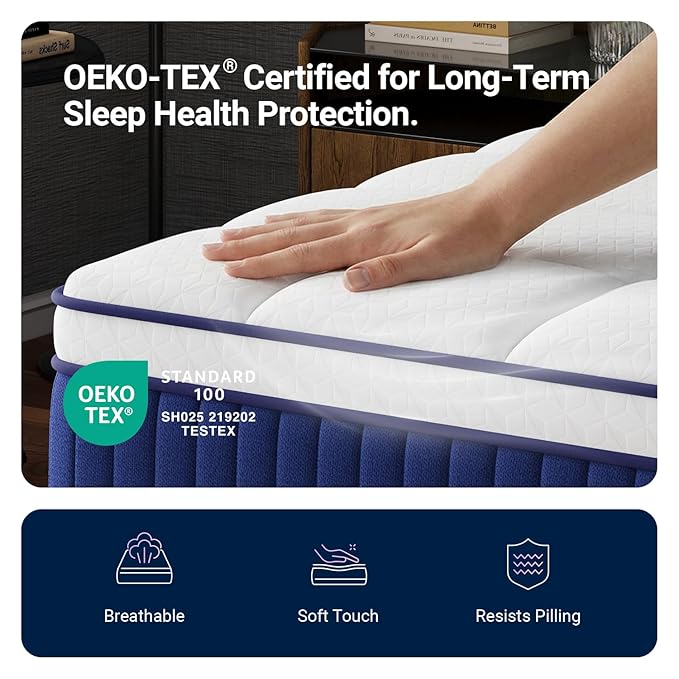 Avenco 10 Inch Twin Mattress, Twin Size Hybrid Mattress with Cooling Memory Foam and Smarts Coil Pocket Springs, Balanced Comfort & Enhanced Support, Mattresses in a Box, CertiPUR-US Certified
