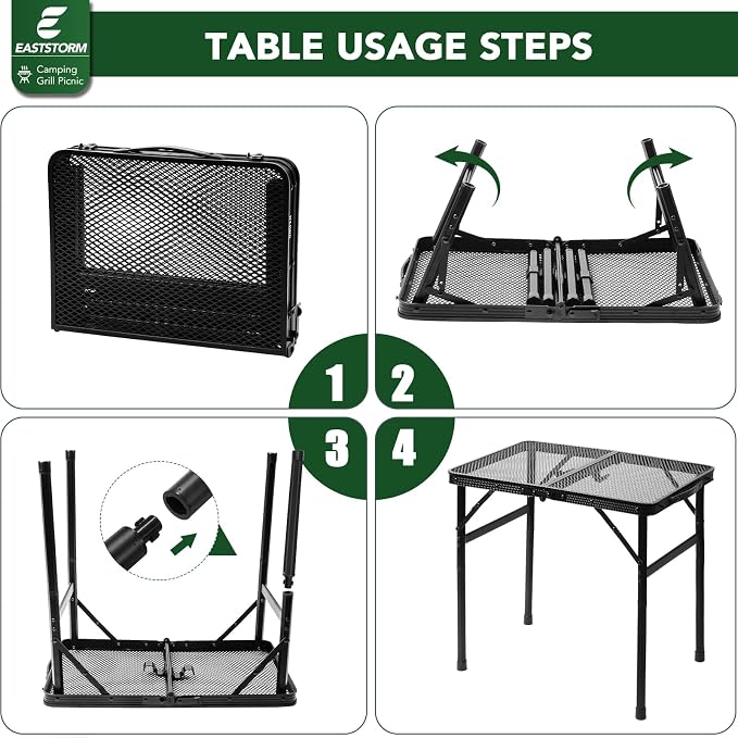E EASTSTORM Folding Picnic Table for Grill Outdoor Camping Table with Portable Mesh Bag, Compact & Foldable for Easy Storage - Great for Picnic, Garden, Patio, Dining, BBQ, Party, Market 2Ft - Image 7