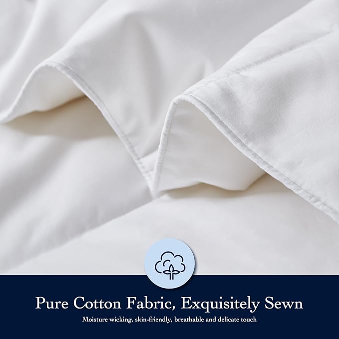 Serta Down Fiber Comforter Twin Size-Lightweight Duvet Insert, Luxury Fluffy Bed Comforter 100% Cotton 300 Thread Count Shell, Down Feather Fiber 500 Fill Power with Corner Taps, White 68x90inch