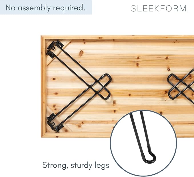 Sleekform Folding Wooden Coffee Table - Collapsible 20x40 Light Wood Mini Desk - Lightweight Foldable Coffee Table for Small Spaces - Fold Up Hairpin Legs - Birch Wood Finish