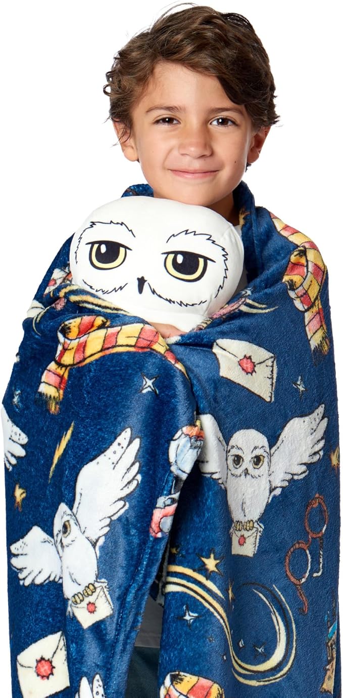 Northwest Harry Potter, Hedwig, Silk Touch Throw and Hugger Set, 50 x 60 Inches