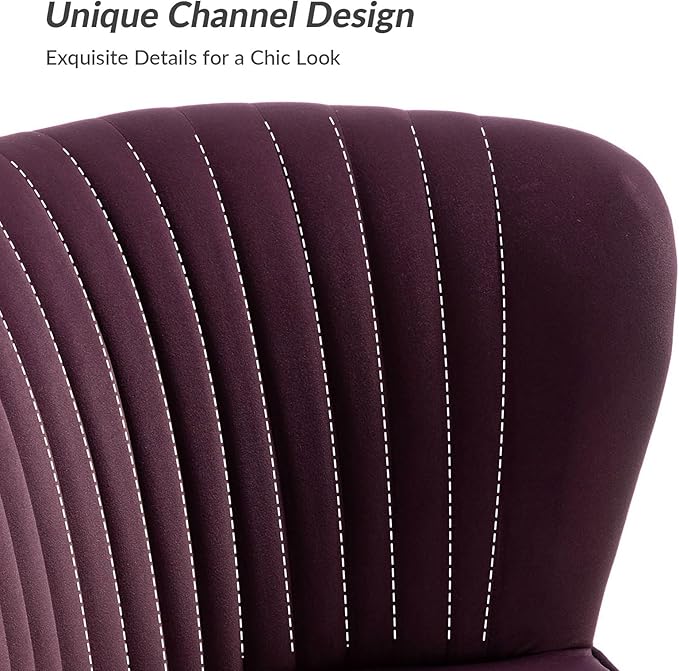 HULALA Home 3 Piece Velvet Living Room Furniture Set, Modern Comfy Upholstered Chair Set with Golden Legs, Include Loveseat & 2 Accent Chairs for Bedroom, Purple Tufted 2-Seater Sofa & Armless Chairs