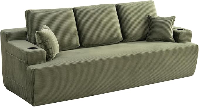 87'' Cloud Loveseat Sofa Couch in a Box with Cup Holders and Side Pockets, 3 Seater High-Density Foam Boneless Love Seat with Deep Seating for Living Room | Breathable material, Anti-slip