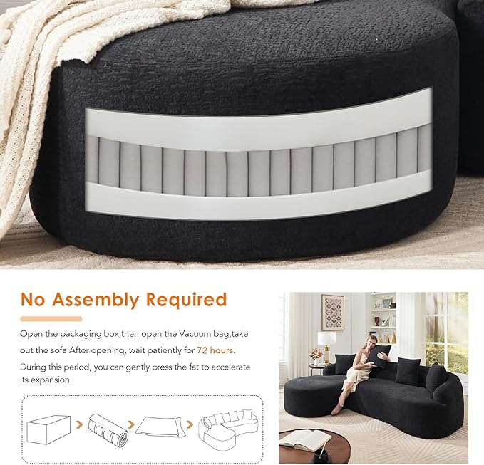 KEIKI L-Shaped Chenille Modular Sectional Couches with Chaise Lounge & 4 Pillows, 3 Seater Oversized Upholstered Luxury Plush Cloud Sofa for Living Room Apartment, Full Sponge Compression