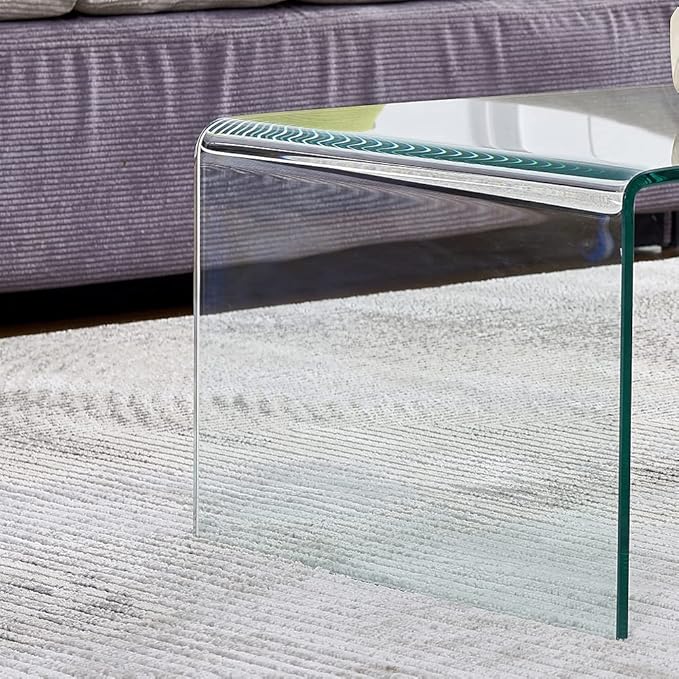 Premium Tempered Glass Coffee Table,Small Modern Clear Coffee Table for Living Room,Match Well with Rug (39.4x19.7x13.8) | Premium, Living Room, Match Well with Rug